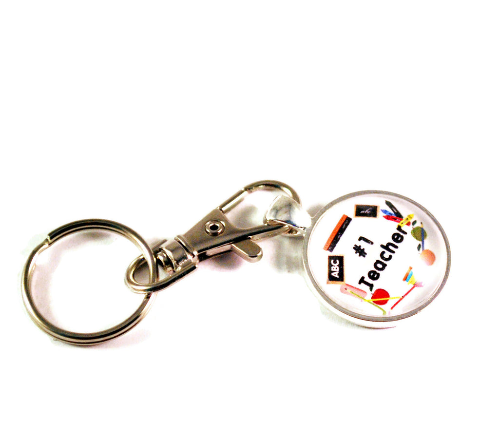 Number 1 Teacher Gift Keyrings for Women, Keychains