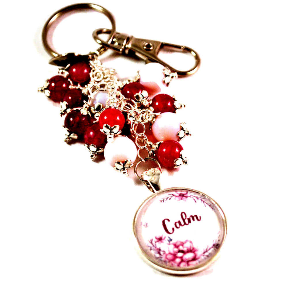 Pink Calm Women's Key Chain Purse Charm Beaded Keyrings for Women