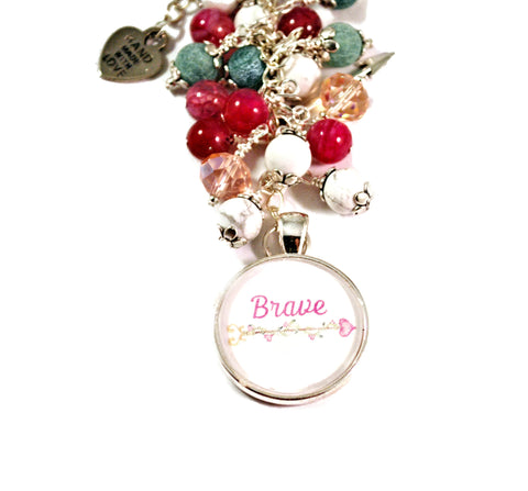 Brave Women's Purse Charm Keychains Beaded Keyrings for Women