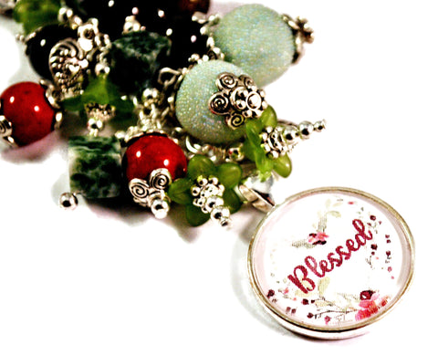 Blessed Women's Purse Charm Keychains Beaded Keyrings for Women