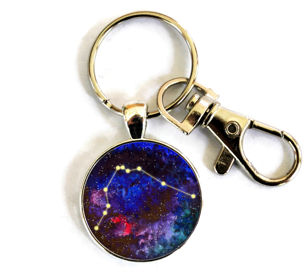 Aquarius Zodiac Sign Women's Purse Charm Keychain Handmade Keyrings for Women