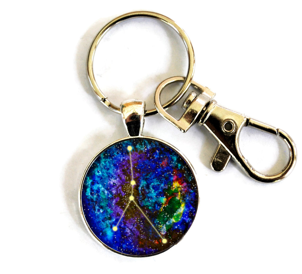 Cancer Zodiac Sign Women's Purse Charm Keychain Handmade Keyrings for Women
