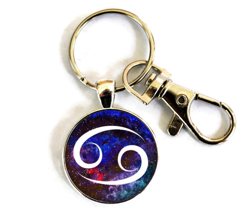 Cancer Zodiac Sign Women's Purse Charm Keychain Handmade Keyrings for Women