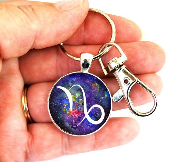 Capricorn Zodiac Sign Women's Purse Charm Keychain Handmade Keyrings for Women