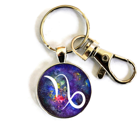 Capricorn Zodiac Sign Women's Purse Charm Keychain Handmade Keyrings for Women