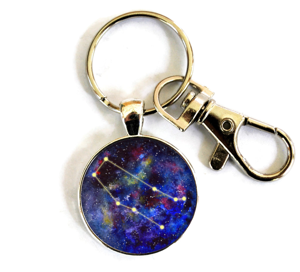 Gemini Zodiac Sign Women's Purse Charm Keychain Handmade Keyrings for Women