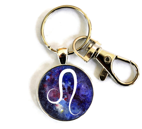 Leo Zodiac Sign Women's Purse Charm Keychain Handmade Keyrings for Women