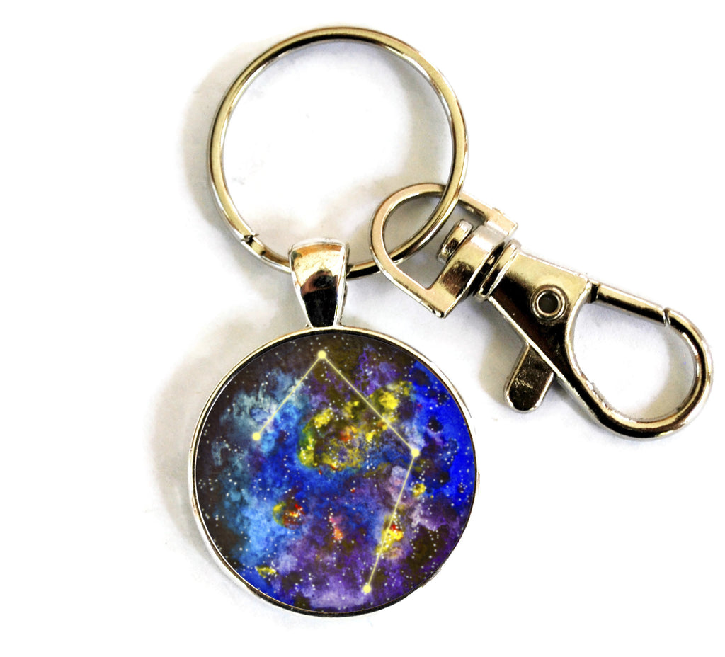 Libra Zodiac Sign Women's Purse Charm Keychain Handmade Keyrings for Women