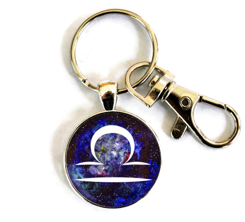 Libra Zodiac Sign Women's Purse Charm Keychain Handmade Keyrings for Women