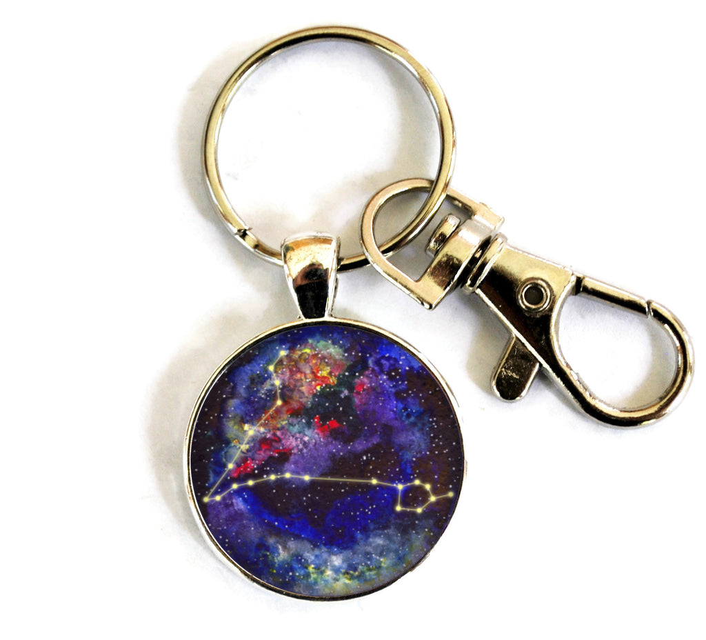 Pisces Zodiac Sign Women's Purse Charm Keychain Handmade Keyrings for Women