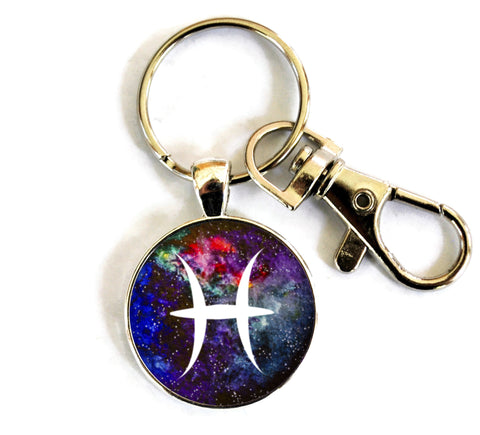 Pisces Zodiac Sign Women's Purse Charm Keychain Handmade Keyrings for Women