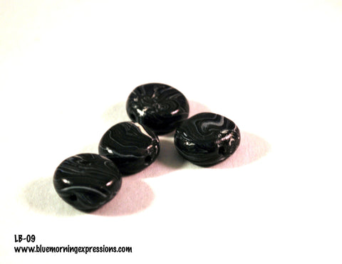 Black and White Flat Coin Handmade Polymer Clay Beads