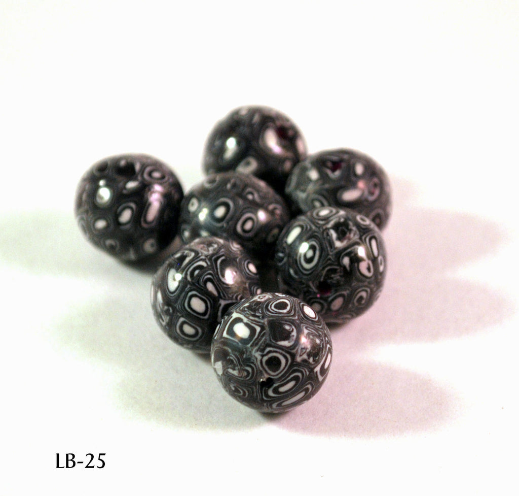 Black and White Klimt Round Handmade Polymer Clay Beads 15mm Set of 7 –  BlueMorningExpressions