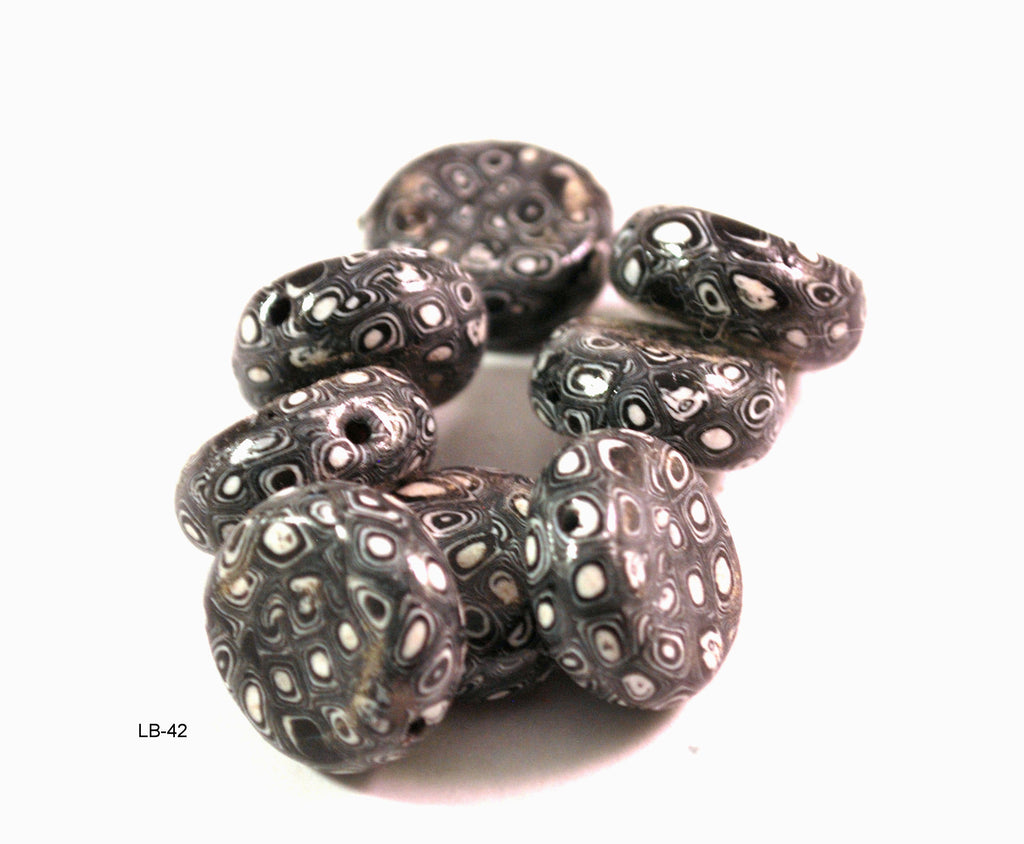 Black and White Flat Coin Handmade Polymer Clay Beads