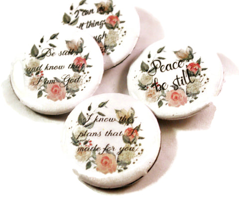 Set of 4 Christian Gifts Inspirational Bible Verse Round Pin Buttons