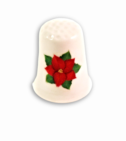 Christmas Poinsettia Thimbles, Collectible Handmade Holiday