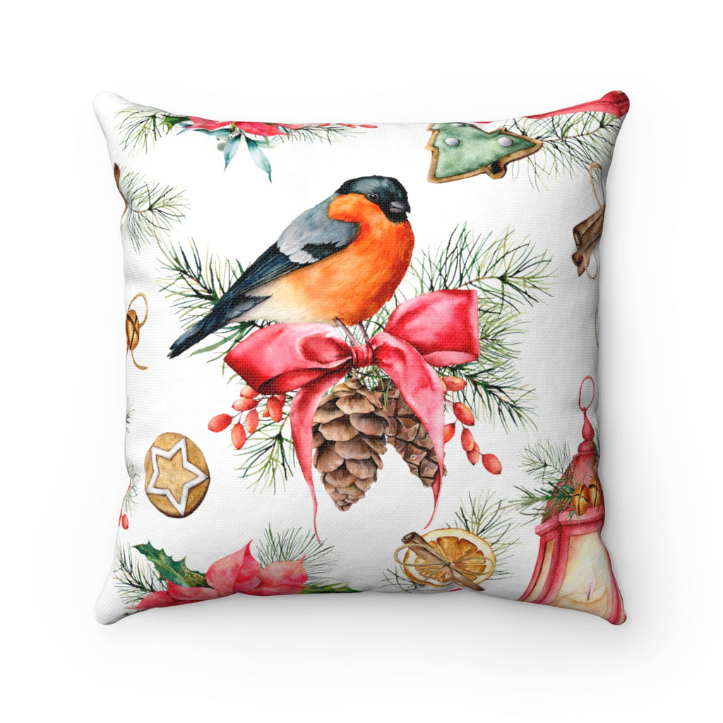 Christmas Throw Pillow, Home Holiday Decor with pinecones, cookies, and other Christmas designs.