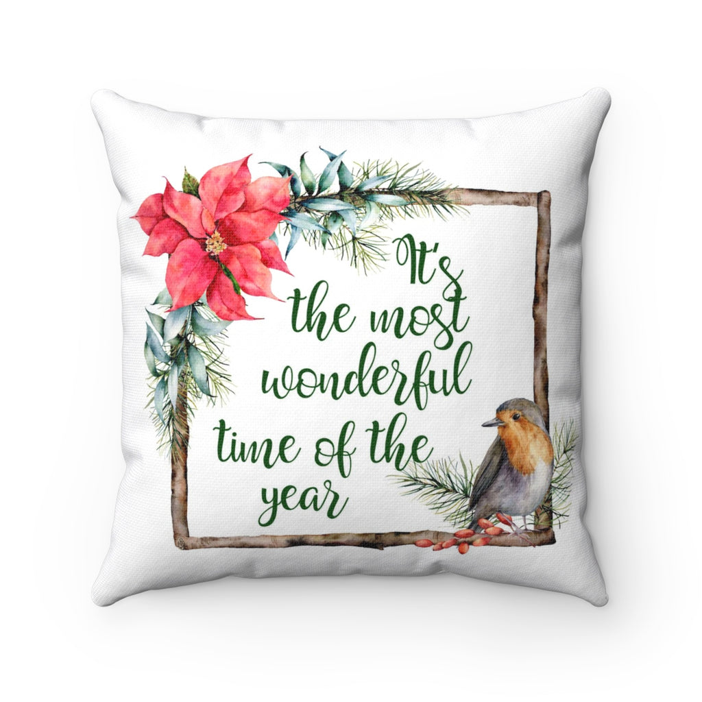 Christmas Throw Pillows, Holiday Decor Poinsettias front image of pillow