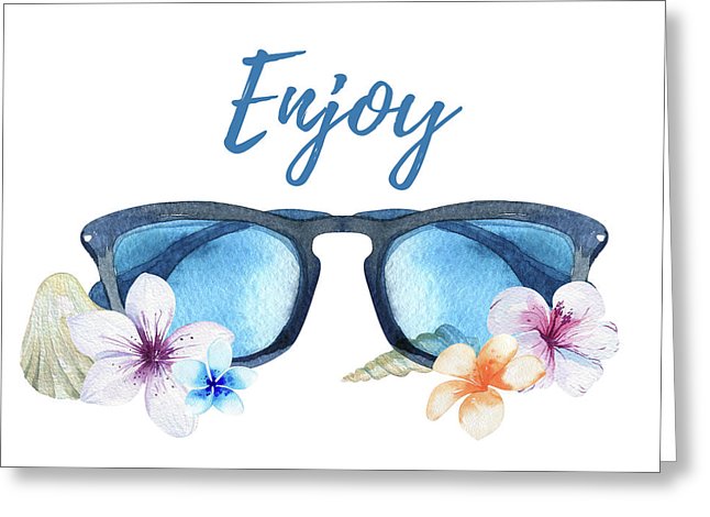 Enjoy - Summer Vacation Greeting Card with Envelope Blank Note Card