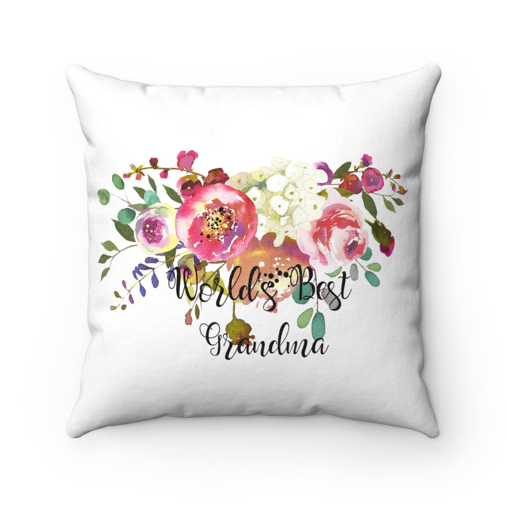 World's Best Grandma Pink Rose Decorative Floral Throw Pillows, Home Decor