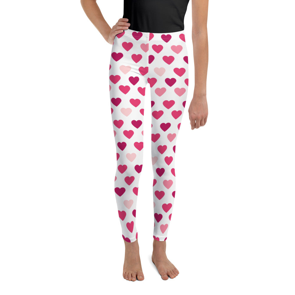 Valentine's Day Hearts Youth Leggings Sizes 8-20