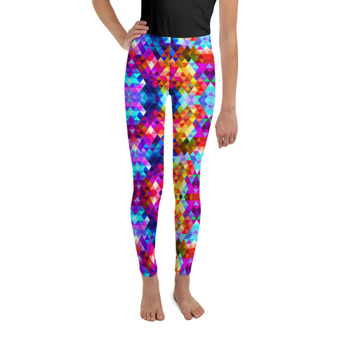 Colorful Triangle Shape Pattern Leggings for Girls Youth Size 8 - 20