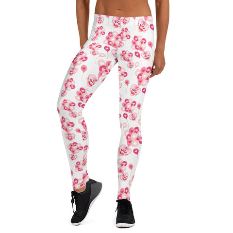 Valentine's Day Leggings for Women with Owls and Balloons