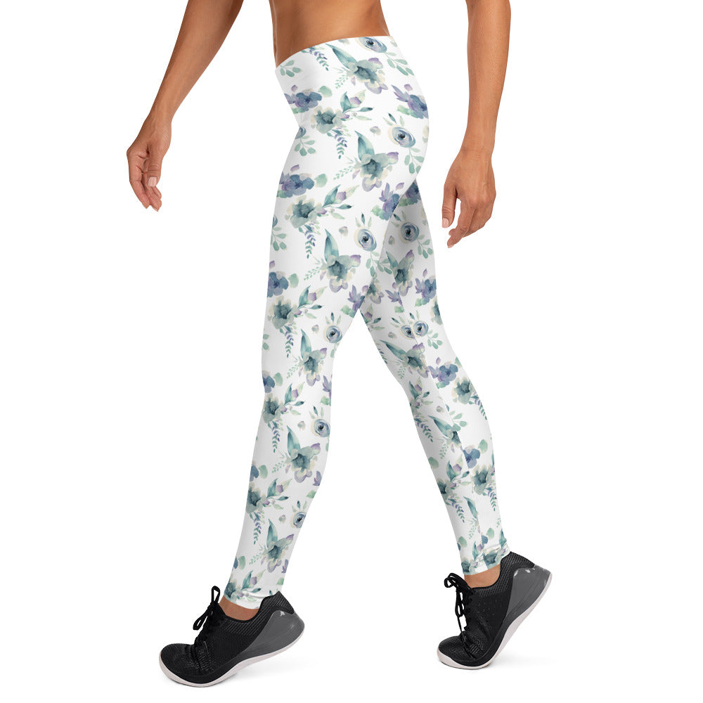 Blue Flower Pattern Leggings for Women – BlueMorningExpressions