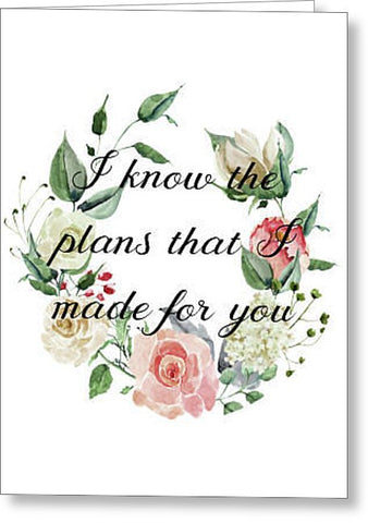 I Know the Plans Bible Verse Blank Note Card, Greeting Card with Envelope
