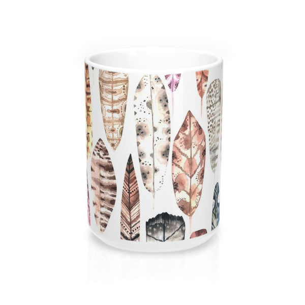 Boho EarthTone Feather Coffee Mug 15oz