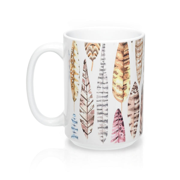 Boho EarthTone Feather Coffee Mug 15oz