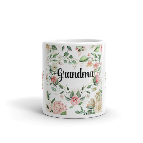Coffee Mug for Grandma 11 oz and 15 oz Pink Roses and Heart