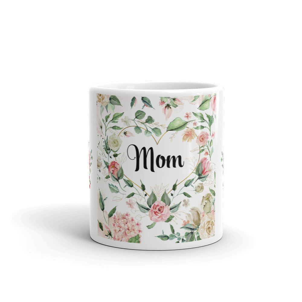 Coffee Mug for Mom 11 oz and 15 oz Pink Roses and Heart