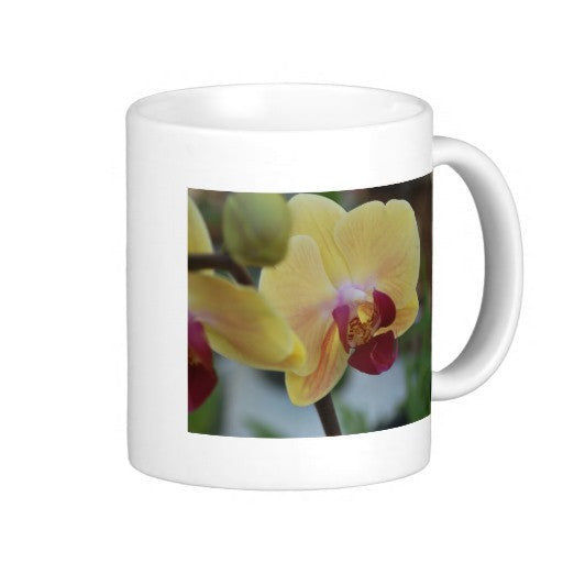 Pink and Yellow Orchid Flower Coffee Mugs, 11 oz 15 oz Ceramic