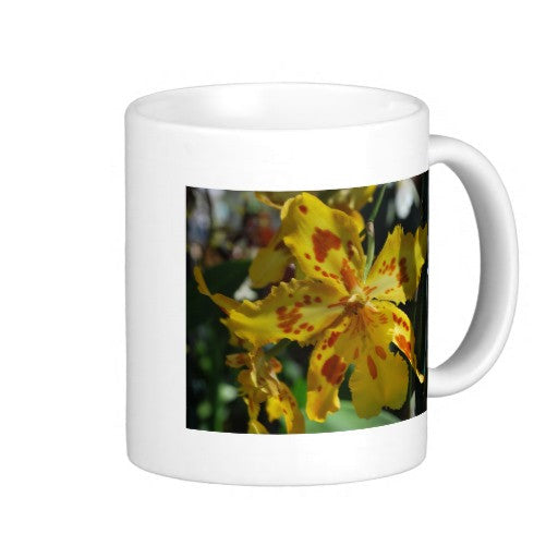 Yellow Orchid Flower Coffee Mugs Ceramic 11 oz 15 oz